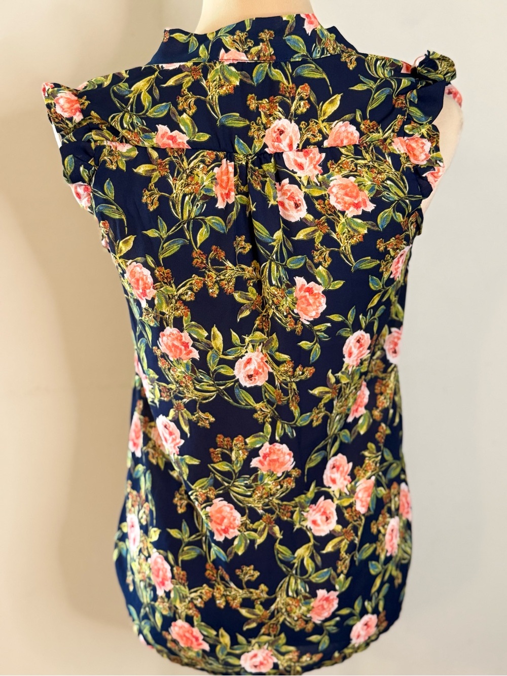 Sweet Rain cottagecore floral sleeveless ruffles coquette top SZ SM - Picture 4 of 13